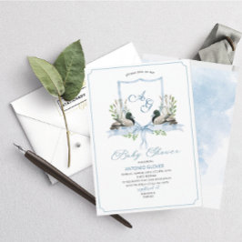 水彩クリストブルーダックマラードベビーシャワー 招待状