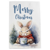 水彩クリスマスうさぎ ミディアムペーパーバッグ (正面)