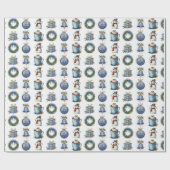 水彩クリスマスおもしろいオン白 ラッピングペーパー (フラット)