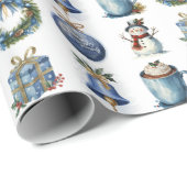 水彩クリスマスおもしろいオン白 ラッピングペーパー (ロールコーナー)