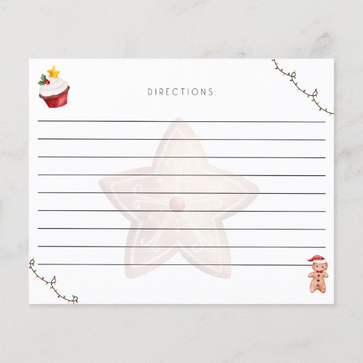 水彩クリスマスお洒落レシピカード (裏面)
