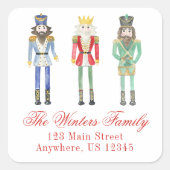 水彩クリスマスくるみ割り差出人住所 スクエアシール (正面)