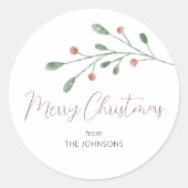 水彩クリスマスさくらんぼ書道台本 ラウンドシール (正面)