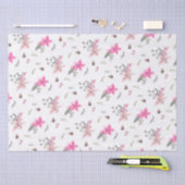 水彩クリスマスの花と緑 薄葉紙 (クラフト)