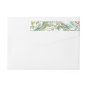 水彩クリスマスの葉とベリーパターン ラップアラウンドラベル (裏面)