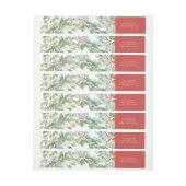 水彩クリスマスの葉とベリーパターン ラップアラウンドラベル (シート)