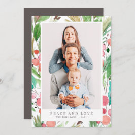 水彩クリスマスの葉の植物モダン学 シーズンカード