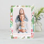 水彩クリスマスの葉の植物モダン学 シーズンカード (スタンド正面)