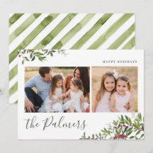 水彩クリスマスの葉ファミリーのシグネチャーホリ