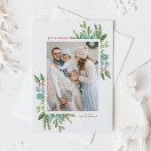 水彩クリスマスの葉フレームホリデーフォト シーズンポストカード