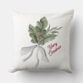 水彩クリスマスの葉 クッション (正面)