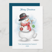 水彩クリスマスの雪だるま 招待状 (正面/裏面)