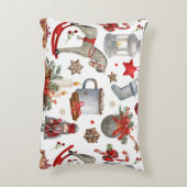 水彩クリスマスの飾り模様 アクセントクッション (裏面(縦))