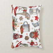 水彩クリスマスの飾り模様 アクセントクッション (正面(垂直))