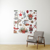 水彩クリスマスの飾り模様 タペストリー (インサイチュ)