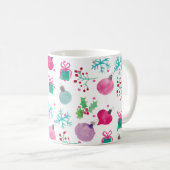 水彩クリスマスをテーマにしたハンドパター絵を描ン コーヒーマグカップ (正面右)