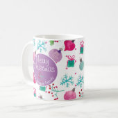 水彩クリスマスをテーマにしたハンドパター絵を描ン コーヒーマグカップ (正面左)