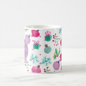 水彩クリスマスをテーマにしたハンドパター絵を描ン コーヒーマグカップ (中央)