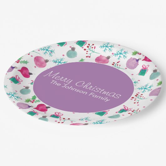 水彩クリスマスをテーマにしたハンドパター絵を描ン ペーパープレート (アングル)