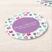 水彩クリスマスをテーマにしたハンドパター絵を描ン ラウンドペーパーコースター (アングル)