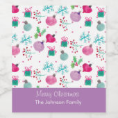 水彩クリスマスをテーマにしたハンドパター絵を描ン ワインラベル (シングルラベル)