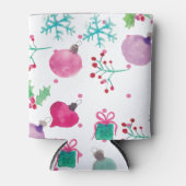 水彩クリスマスをテーマにしたハンドパター絵を描ン 缶クーラー (正面)