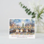 水彩クリスマスアムステルダムオランダ旅行 シーズンポストカード (スタンド正面)