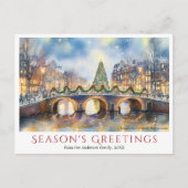 水彩クリスマスアムステルダムオランダ旅行 シーズンポストカード (正面)