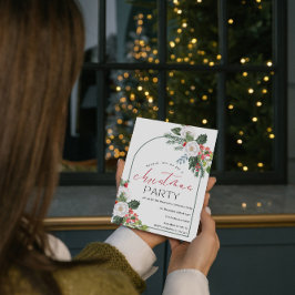 水彩クリスマスアレンジメントクリスマス 招待状