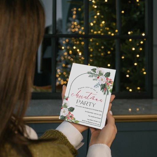 水彩クリスマスアレンジメントクリスマス 招待状