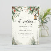 水彩クリスマスウィンターウェディング 招待状 (スタンド正面)