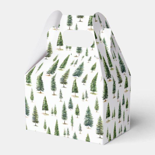 水彩クリスマスウィンターツリーパターングリーン フェイバーボックス (正面サイド)
