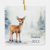 水彩クリスマスウィンターファウン セラミックオーナメント (正面)