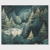 水彩クリスマスウィンターフォレスト ラッピングペーパー (フラット)