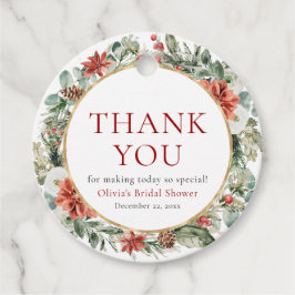 水彩クリスマスウィンターレッド金ゴールドブライダルシャワー フェイバータグ