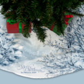 水彩クリスマスウィンターワンダーランド ブラッシュドポリエステルツリースカート