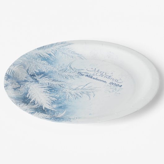 水彩クリスマスウィンターワンダーランド ペーパープレート (アングル)