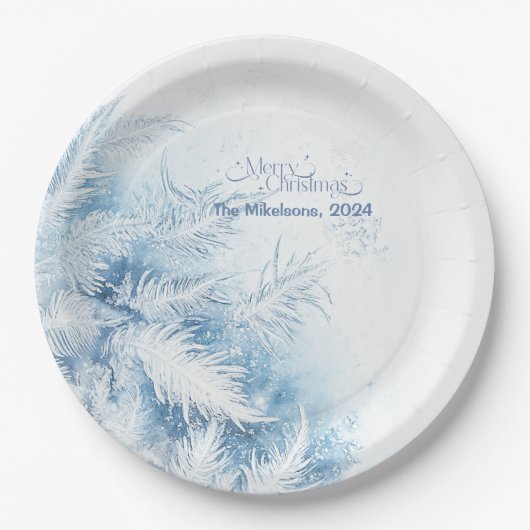 水彩クリスマスウィンターワンダーランド ペーパープレート (正面)