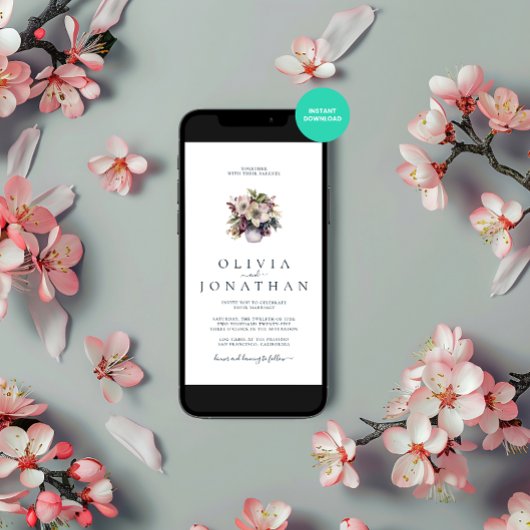 水彩クリスマスウィンター結婚フローラ 招待状