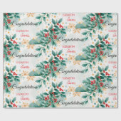 水彩クリスマスウェディングラッピングペーパー ラッピングペーパー (フラット)