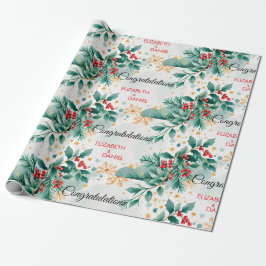 水彩クリスマスウェディングラッピングペーパー ラッピングペーパー