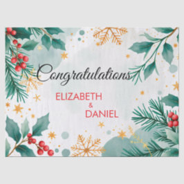 水彩クリスマスウェディングラッピングペーパー 薄葉紙