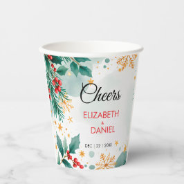 水彩クリスマスウェディング ホリー 紙コップ