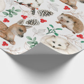水彩クリスマスウッドランド動物，ピネコン ラッピングペーパー (角)