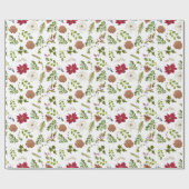水彩クリスマスエレガントフローラ葉 ラッピングペーパー (フラット)