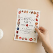 水彩クリスマスエレメンツディナーパーティー 招待状