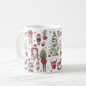 水彩クリスマスエレメント赤 コーヒーマグカップ (正面左)