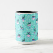 水彩クリスマスオーナメントと雪のアクア マグカップ (中央)