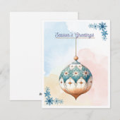 水彩クリスマスオーナメントのシーズン挨拶 シーズンカード (正面/裏面)