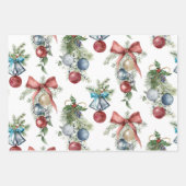 水彩クリスマスオーナメントエレガント休日 ラッピングペーパーシート (正面)